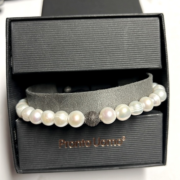 Pronto Uomo White Pearl Bracelet New! - Picture 1 of 10